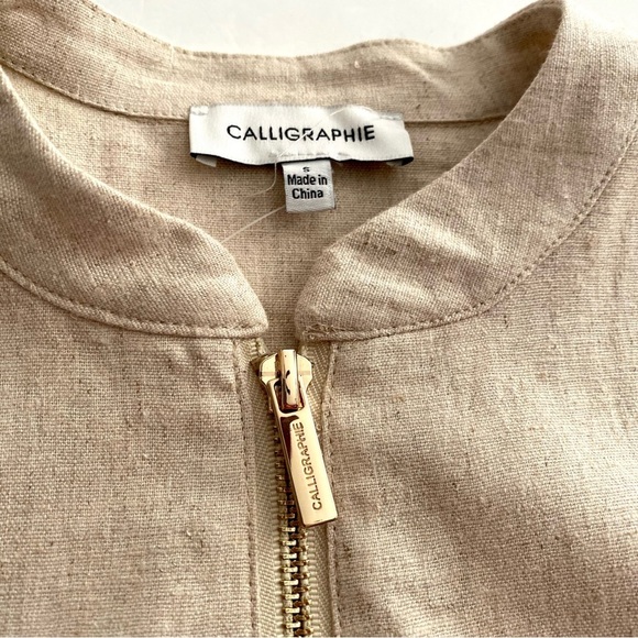 Calligraphie Beige Lightweight Jacket Blazer Full Zip Size Small Spring Neutral - Picture 9 of 13